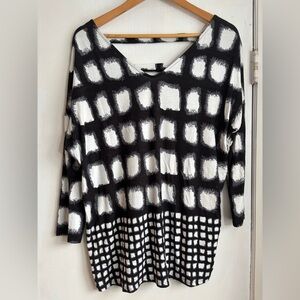 Tribal Black and White Checkered Top